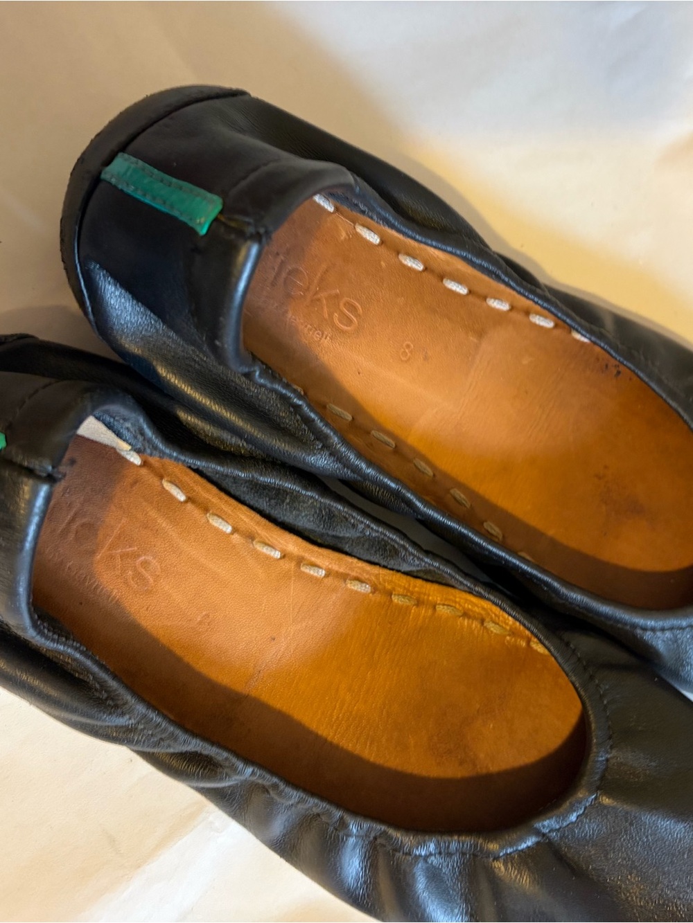 Tieks Comfort Stretch Black Leather Ballet Flats - Women's